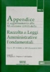 Raccolta di leggi amministrative fondamentali. Appendice di aggiornamento all'11ª edizione 2002