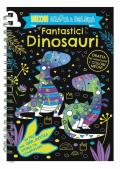 Fantastici dinosauri. Neon gratta e colora. Ediz. a colori. Ediz. a spirale. Con matita di legno