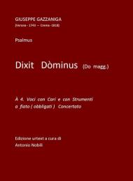 Dixit Dòminus in Do Maggiore. A 4 voci con cori e con strumenti a fiato (obbligati) concertato. Spartito