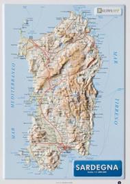 Sardegna 1:1.000.000 (carta in rilievo da banco con cornice cm 31,2x22,55)