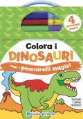 Colora i dinosauri con i pennarelli magici. Con gadget