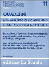 Aspetti funzionali e pragmatici nel pensiero linguistico di Philipp Wegener