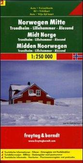 Norvegia centrale: Trondheim, Lillehammer, Alesund 1:250.000. Carta stradale e turistica. Ediz. multilingue