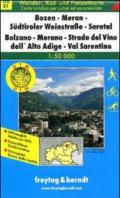 Bolzano, Merano, Strada del vino dell'Alto Adige, Val Sarentino 1:50.00. carta turistica per ciclisti ed escursionisti. Ediz. italiana e tedesca