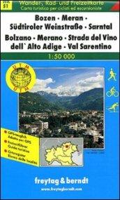 Bolzano, Merano, Strada del vino dell'Alto Adige, Val Sarentino 1:50.00. carta turistica per ciclisti ed escursionisti. Ediz. italiana e tedesca