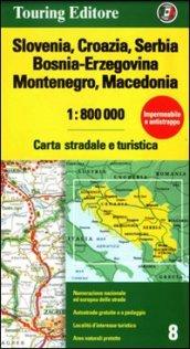 Slovenia, Croazia, Serbia, Bosnia Erzegovina, Montenegro, Macedonia 1:800.000. Carta stradale e turistica