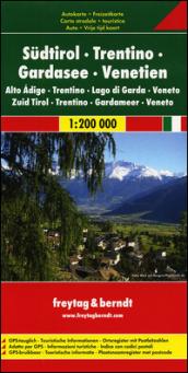Alto Adige, Trentino, Lago di Garda, Veneto 1:200.000. Carta stradale e turistica
