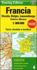 Francia. Olanda, Belgio, Lussemburgo, Andorra, Monaco 1:800.000. Ediz. multilingue