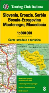 Slovenia, Croazia, Serbia, Bosnia Erzegovina, Montenegro, Macedonia 1:800.000. Carta stradale e turistica. Ediz. multilingue