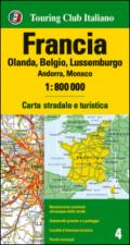 Francia. Olanda, Belgio, Lussemburgo, Andorra, Monaco 1:800.000. Ediz. multilingue