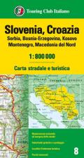 Slovenia, Croazia, Serbia, Bosnia Erzegovina, Montenegro, Macedonia 1:800.000. Carta stradale e turistica