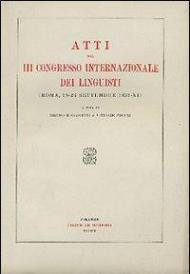 Atti del 3º Congresso internazionale dei linguisti (Roma, 19-26 settembre 1933)