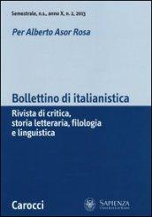 Bollettino di italianistica. Rivista di critica, storia letteraria, filologia e linguistica (2013)