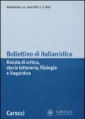 Bollettino di italianistica. Rivista di critica, storia letteraria, filologia e linguistica (2016)