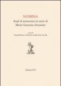 Nomina. Studi in onomastica in onore di Maria Giovanna Arcamone