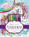 Caleidoscopio Arcobaleno. Unicorni da colorare. Con colla di glitter. Con 5 pennarelli