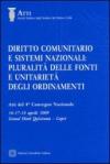 Diritto comunitario e sistemi nazionali. Pluralità delle fonti e unitarietà degli ordinamenti