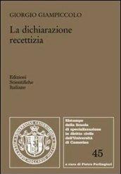 La dichiarazione recettizia