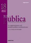 Res publica (2017). 18: La rappresentanza nel pensiero politico nordamericano (maggio-agosto)