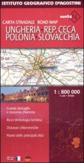 Ungheria, Repubblica Ceca, Polonia, Slovacchia 1:800.000