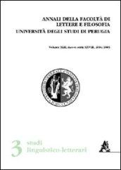 Annali della Facoltà di lettere e filosofia dell'Università degli Studi di Perugia. 2ª sezione di studi storico-antropologici (2004-2005)