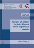 Osservazioni sulle condizioni di ottimalità del secondo ordine in programmazione matematica