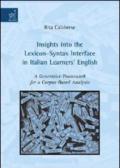 Insights into the lexicon-syntax interface in italian learners english. A generative framework for a corpus-based analysis