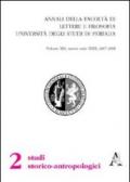 Annali della Facoltà di lettere e filosofia dell'Università degli Studi di Perugia. 2ª sezione di studi storico-antropologici (2007-2008). Nuova sierie: 31