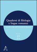 Quaderni di filologia e lingue romanze. Ricerche svolte nell'Università di Macerata (2014). Con CD-ROM: 29