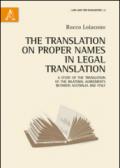 The translation of proper names in legal translation. A study of the translation of the bilateral agreements between Australia and Italy