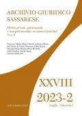 Archivio giuridico sassarese (2023). Vol. 2: Diritto privato, patrimoniale e non patrimoniale: un’antitesi irrisolta?”