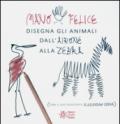 Mano felice disegna gli animali