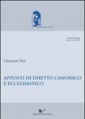 Appunti di diritto canonico ed ecclesiastico