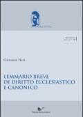 Lemmario breve di diritto ecclesiastico e canonico