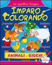 Imparo colorando in 4 lingue. Animali-Giochi