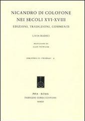 Nicandro di Colofone nei secoli XVI-XVIII. Edizioni, traduzioni e commenti