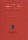 Contributi di critica testuale. 2: Da Catullo a Shakespeare