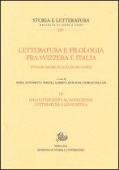 Letteratura e filologia tra Svizzera e Italia. Studi in onore di Guglielmo Gorni: 3