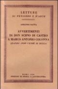 Avvertimenti di don Scipio di Castro a Marco Antonio Colonna quando andò viceré in Sicilia