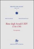 Rime degli Arcadi I-XIV. 1716-1781