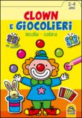 Clown e giocolieri. Incolla e colora. Con adesivi