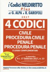 4 codici. Civile, procedura civile, penale, procedura penale e leggi complementari