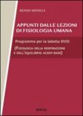 Appunti di fisiologia umana. Programma per la tabella XVIII, fisiologia della respirazione e dell'equilibrio acido base