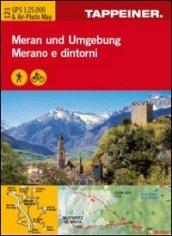 Cartina Merano e dintorni. Carta escursionistica & carta panoramica aerea. Ediz. multilingue