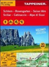 Sciliar-Catinaccio-Alpe di Siusi. Carta topografica 1:25.000. Con panoramiche 3D e consigli sugli itinerari. Ediz. italiana e tedesca