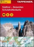 Cartina dei rifugi. Alto Adige-Dolomiti. Ediz. italiana e tedesca