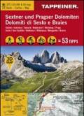 Dolomiti di Sesto e Braies. Cartina topografica. Carta panoramica 3D. 1:35.000 Ediz. italiana e tedesca