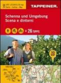 Kombinierte Wanderkarte Schenna und Umgebung. Topografische Wanderkarte 1:25000. Mit 3D-Panoramabild und Outdoorripps. Ediz. italiana e tedesca