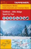 Carta invernale per il tempo libero. Carta topografica 1:125.000. Sudtirol-Alto Adige. Sport & fun. Ediz. italiana e tedesca