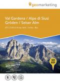 Val Gardena-Alpe di Siusi. Cartina topografica. Carta panoramica 3D